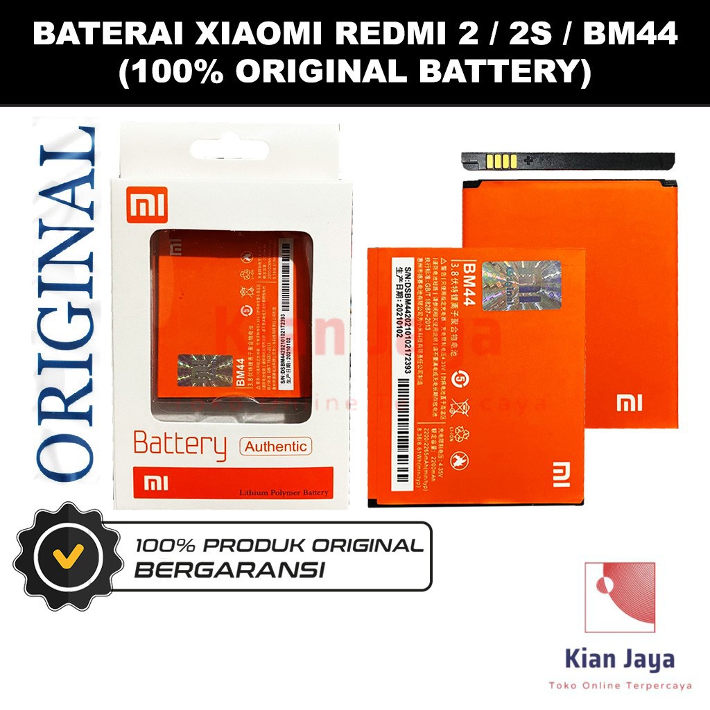 [Garansi 100% Ori] Baterai BM44 Untuk Handphone Xiaomi Redmi 2s / Redmi 2 /Redmi 2 Prime / Redmi 2 Pro / Redmi 2A / Hongmi 2 Battery Batrai Batre Hp BM 44 Original