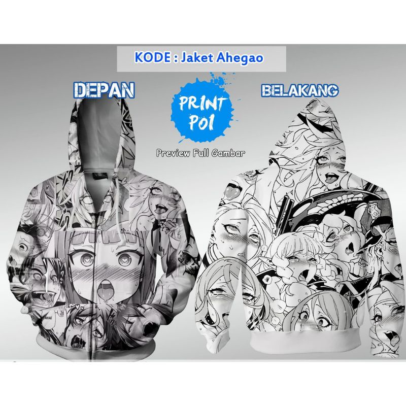 Jaket Sweater Hoodie Ahegao Ecchi H - Kaos FullPrint Anime