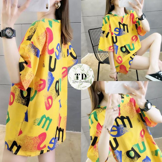 BAJU ATASAN WANITA KAOS WANITA JUMBO OVERSIZE ALPHA KOREA CASUAL TOP - Orange