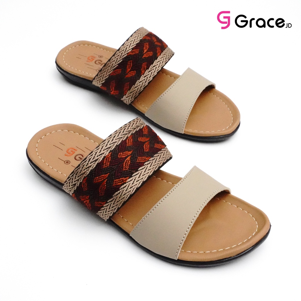 GRACE [ATR BAN 2] Sandal Cewek Turki Slop Ban 2/ Sendal Wanita Rajut/ Sandal Flat Wanita