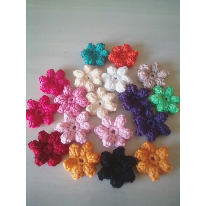 Aplikasi bunga Rajut gembul uk.3+ Benang poly