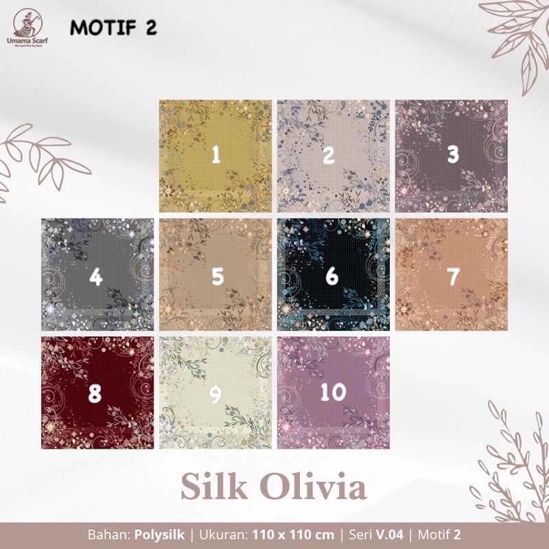 [PART 1] HIJAB SEGIEMPAT SILK OLIVIA MOTIF