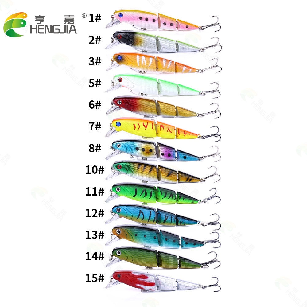 HENGJIA 13PCS/Lot Multi Section Sea Bass Hard Fishing Lure 3D Fish Eyes 3 Segment Crankbaits Minnow Fake Artificial Bait Suit For Fishing Carp Tackle