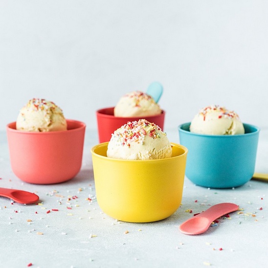 EKOBO Bamboo Ice Cream Set - Tempat Makan Es Krim Anak &amp; Dewasa Cups Ice Cream Spoon Ice Cream