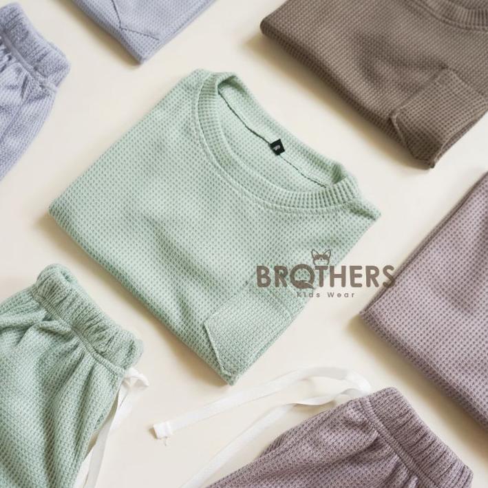 GENIE WAFFLE SET ANAK BAJU ANAK BAHAN WAFFLE KNIT KAOS ANAK WAFFLE BAJU ANAK SETELAN BAJU ANAK WARNA