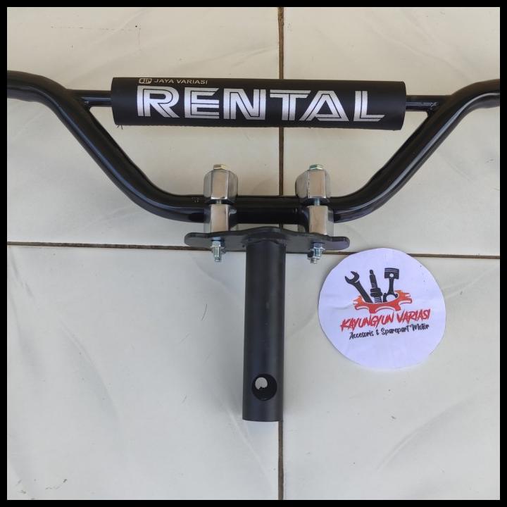 1Set Stang Trail Hitam + Dudukan Stang Untuk Semua Motor Honda Bebek