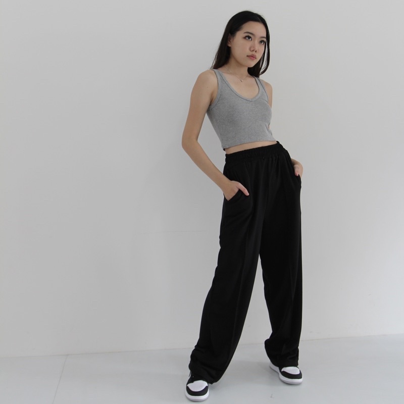 BAE PANTS / Celana Highwaist Kulot Panjang Wanita / Loose Cullote Pants / Baby Terry Trousers