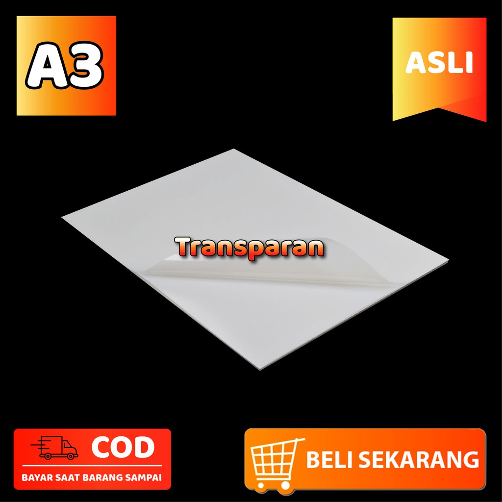 

Stiker Bening Transparan A3 / Kertas Stiker Transparan Polos Murah