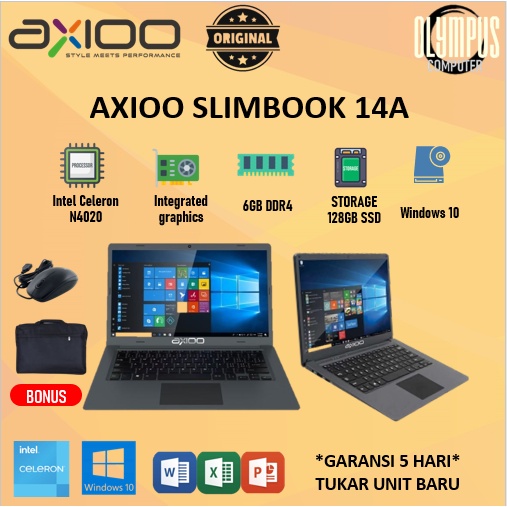 Laptop Axioo Slimbook 14A N4020 6GB 128SSD W10 14"Inch GRY