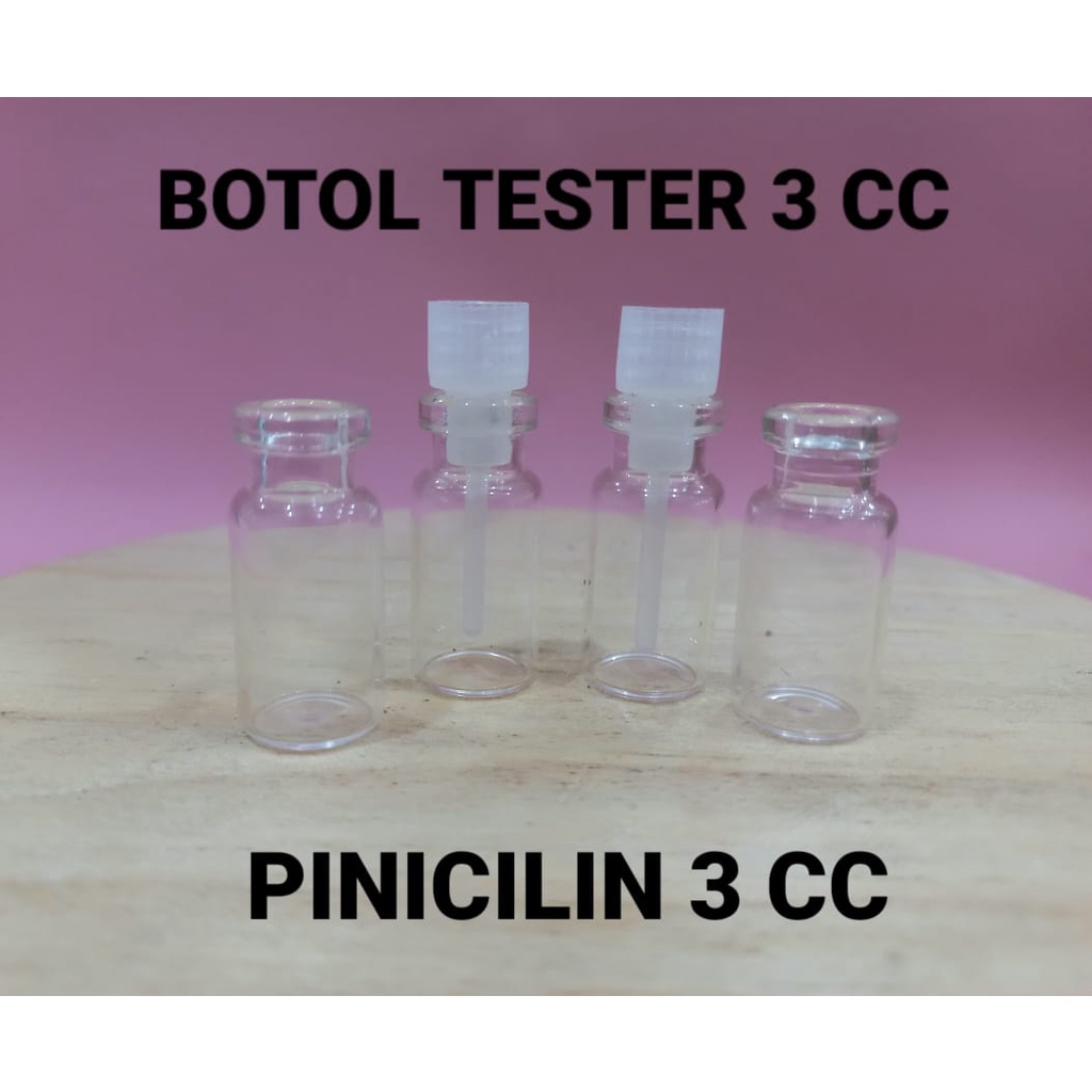 (1 PCS) PINICILIN 3 CC DAN 4 CC TUTUP STIK PLASTIK. BOTOL TESTER PINICILIN 3 ML. BOTOL SAMPEL VIAL 2