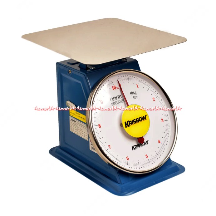 Krisbow Timbangan Barang 10kg Analog Manual Biru Timbangan Dapur 10 Kg Dengan Flat Pan Alat Datar Weigthing Kitchen Scale Kris Bow