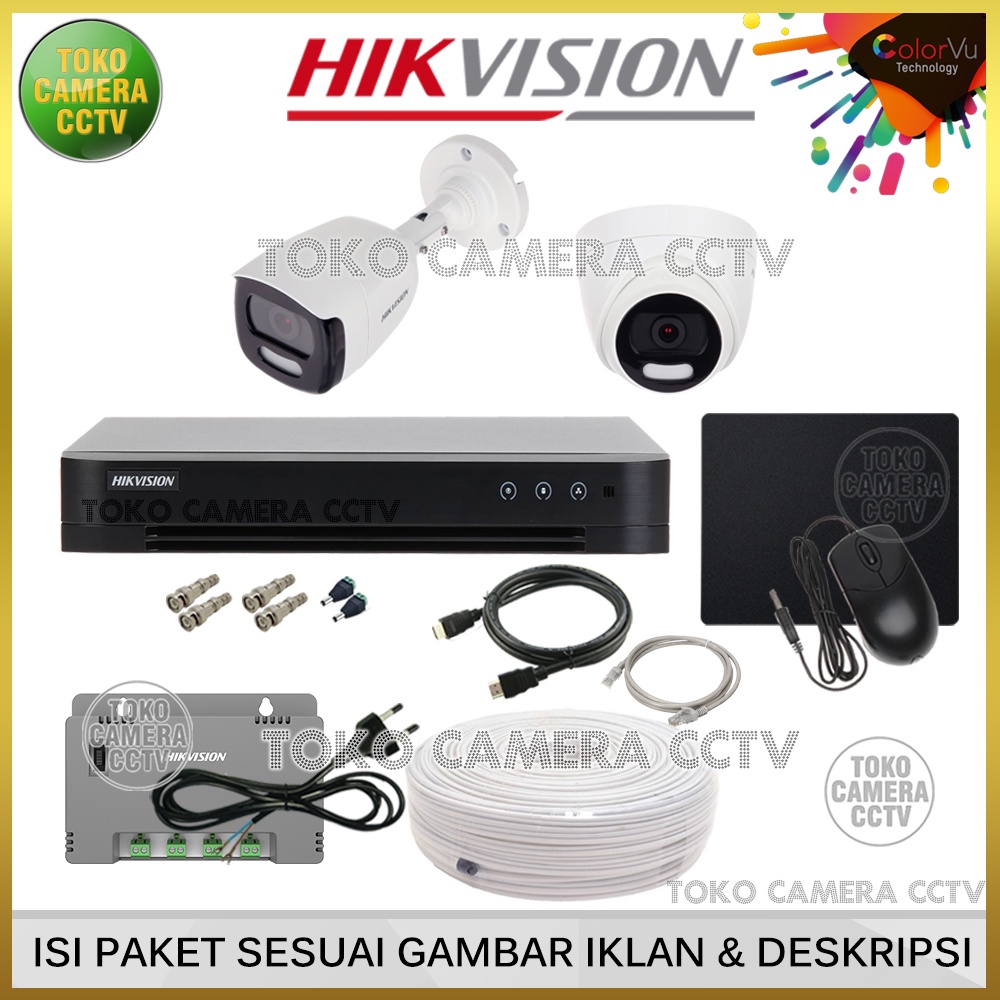 PAKET CCTV HIKVISION COLORVU 5MP 4 CHANNEL 2 KAMERA