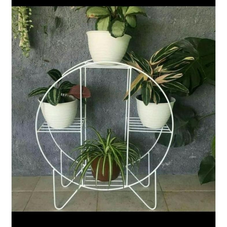 Rak Besi Lingkaran 4 Susun - Rak Pot Tanaman Bunga Hias