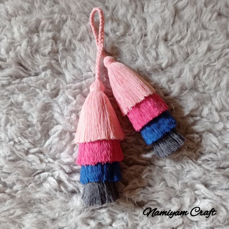 Tassel 4 susun | Tassel Sambung | Key chain macrame