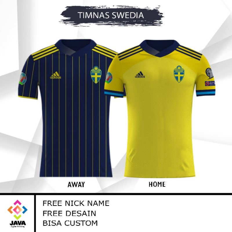 JERSEY SWEDIA HOME DAN AWAY EURO 2021 GRADE ORI FULL PRINTING FREE NICK NAME