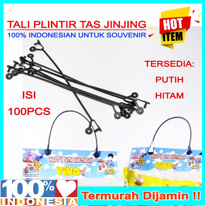 

TALI PLINTIR PEGANGAN JINJING UNTUK PLASTIK POUCH Produksi Sendiri 100% INDONESIA Souvenir Tali Hitam Putih Untuk Snack Camilan Panjang Bingkisan