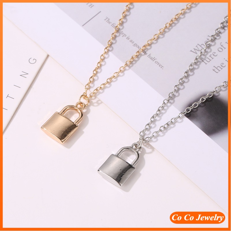 Women Golden Lock Pendants Necklaces Female Bohemian Retro Clavicle Chain Choker Necklace Jewelry