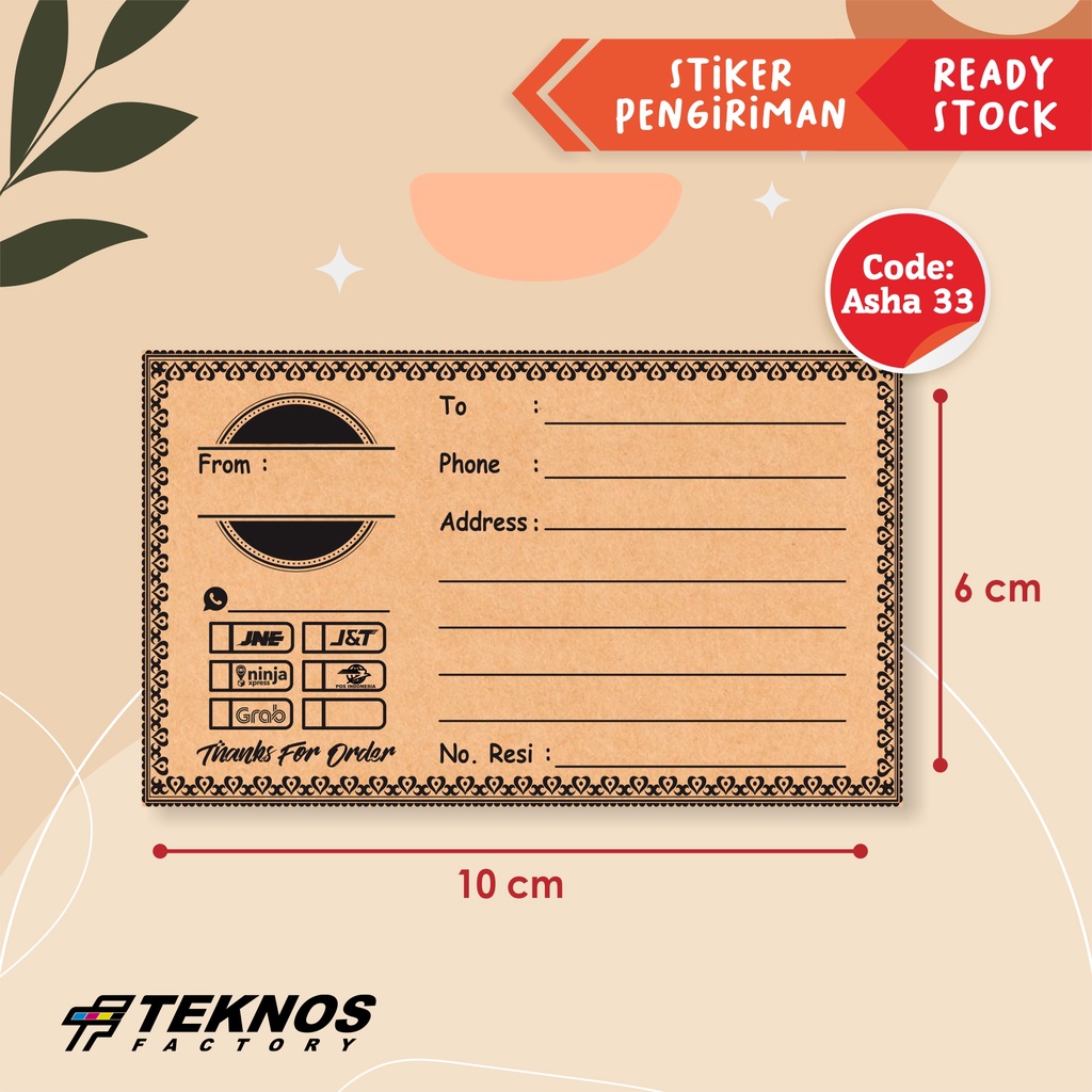 

LABEL STIKER PENGIRIMAN OLSHOP TERMURAH ASHA 33