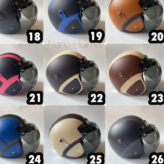 *PAH Muat sampai M - Helm Bogo Dewasa Retro SNI Chip Full Kulit Warna  Kaca Cembung .