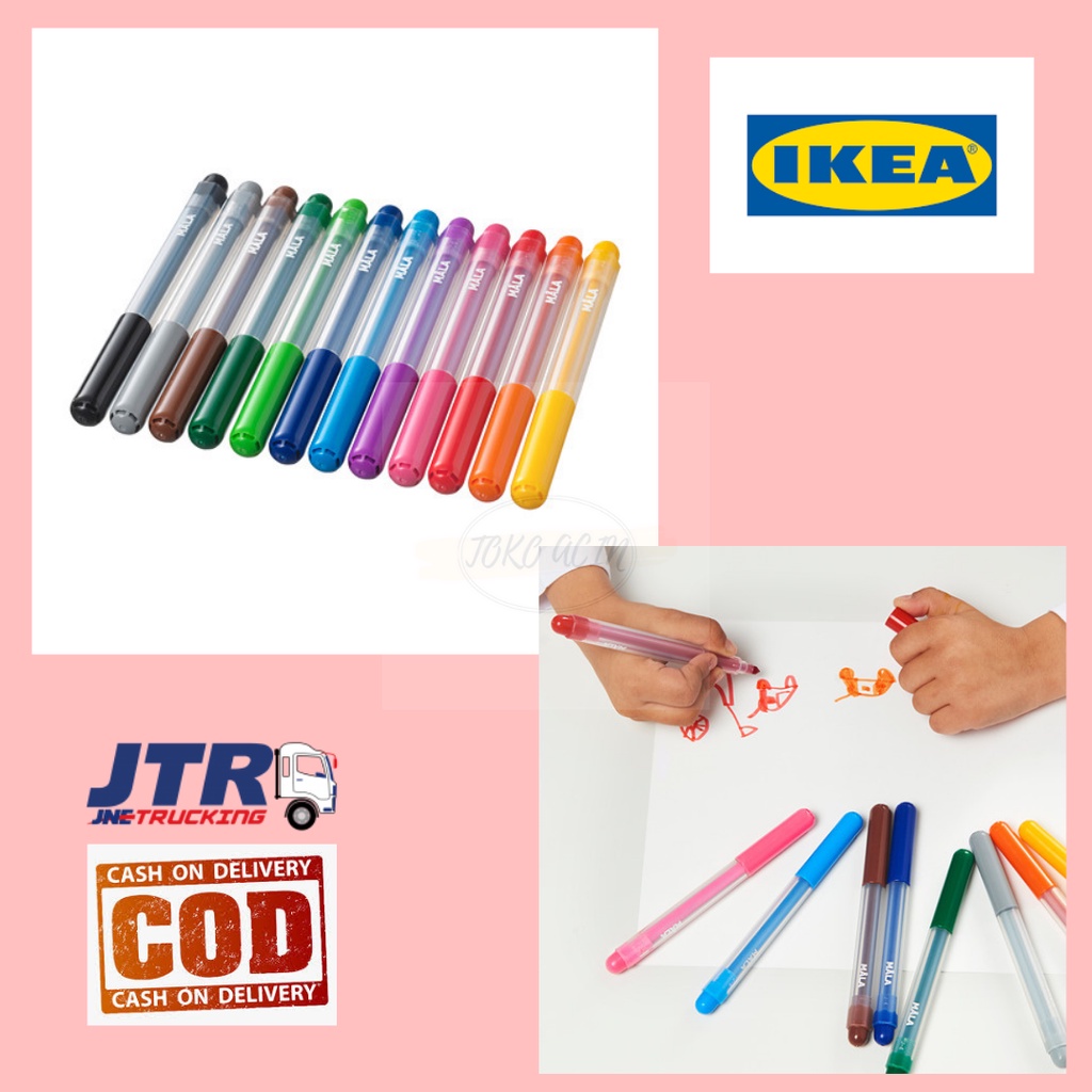 

MALA Pena tinta berwarna warna campuran, spidol warna, stabilo warma set isi 12 pcs