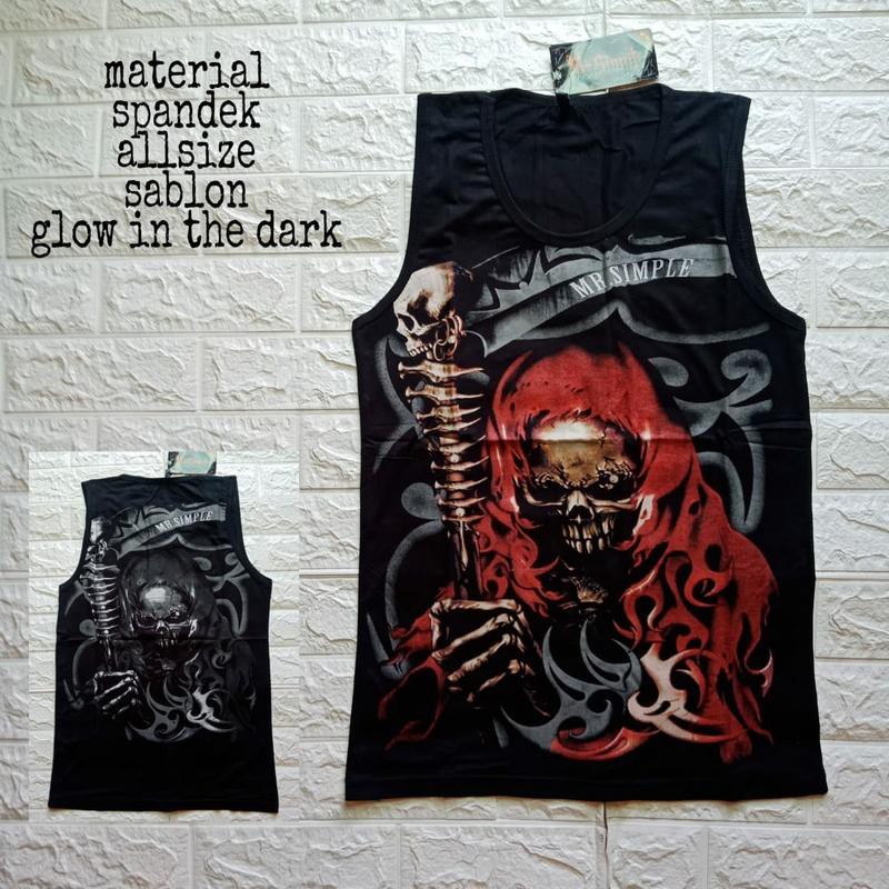 BAJU TENGKORAK METAL LEKBONG SINGLET TANKTOP