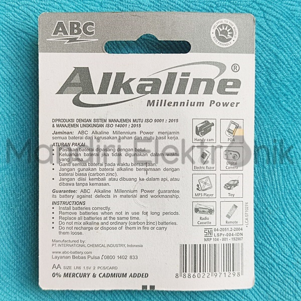 Baterai ABC Alkaline AA isi 2 - Battery Batere ABC Alkaline AA isi 2 1.5V