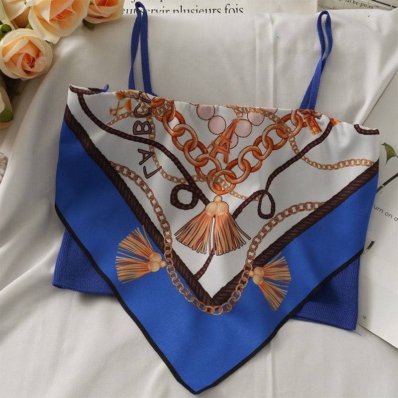 *IMPORT* Tank Top BKK / Crop Top Model Bandana Vintage / Retro-biru rantai
