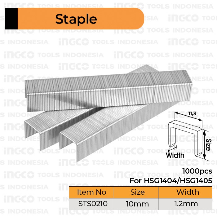 

Staples Tembak (10mm) INGCO STS0210 Refill Isi Ulang Steples Stapler Hekter Tembak Jok