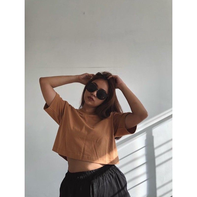 kaos crop top almond brown