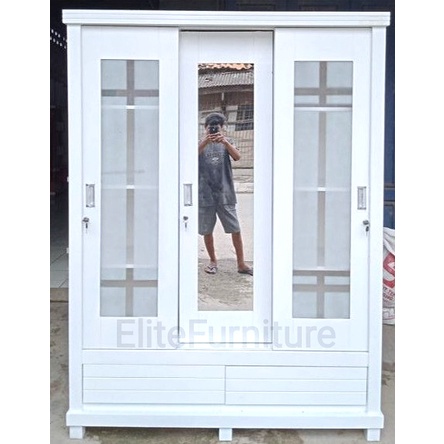 Lemari Pakaian 2Pintu GESER , Lemari Baju Gamis Sleding , Lemari Pakaian Baju 3Pintu lemari sleding 