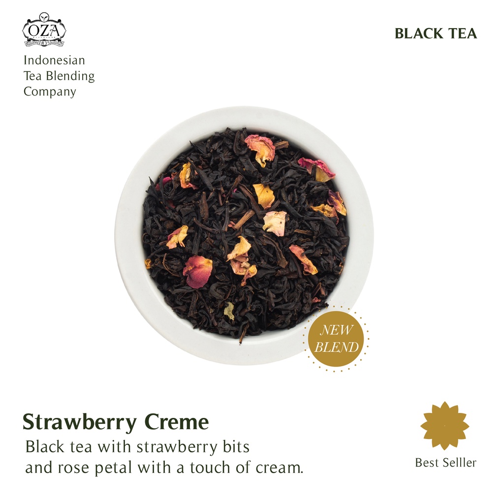 

MAR OZA Tea - Strawberry Crme Artisan Tea - Black Tea Specialty Grade Teh Premium 40 gram (20 cups)