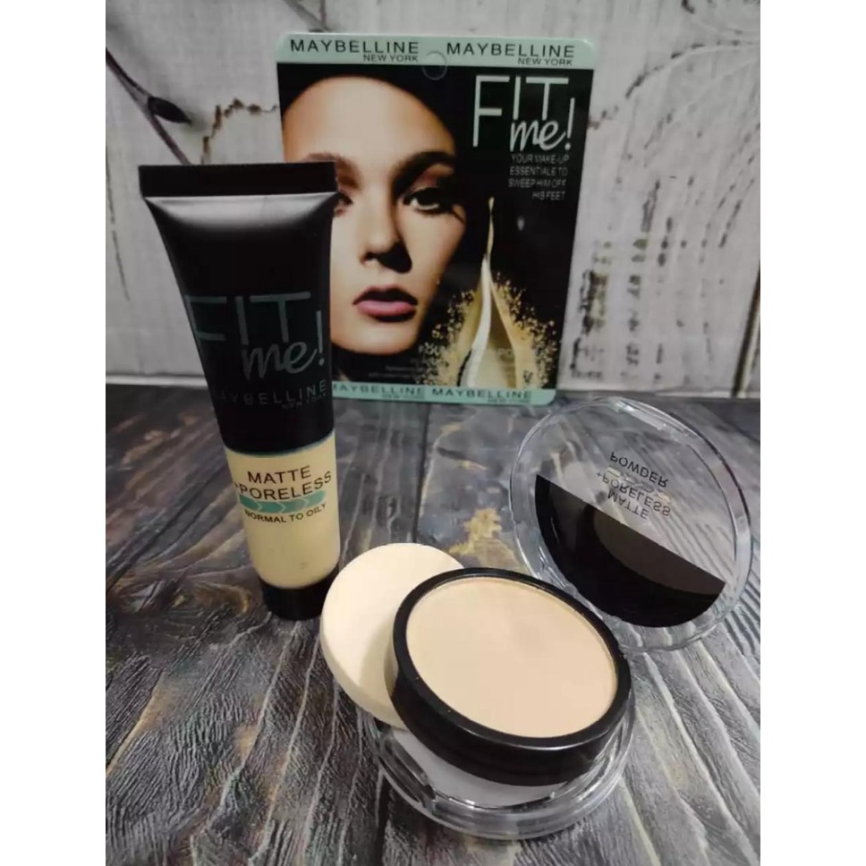 [1Set] Foundation plus Bedak Maybelline New Fit me 2 in 1