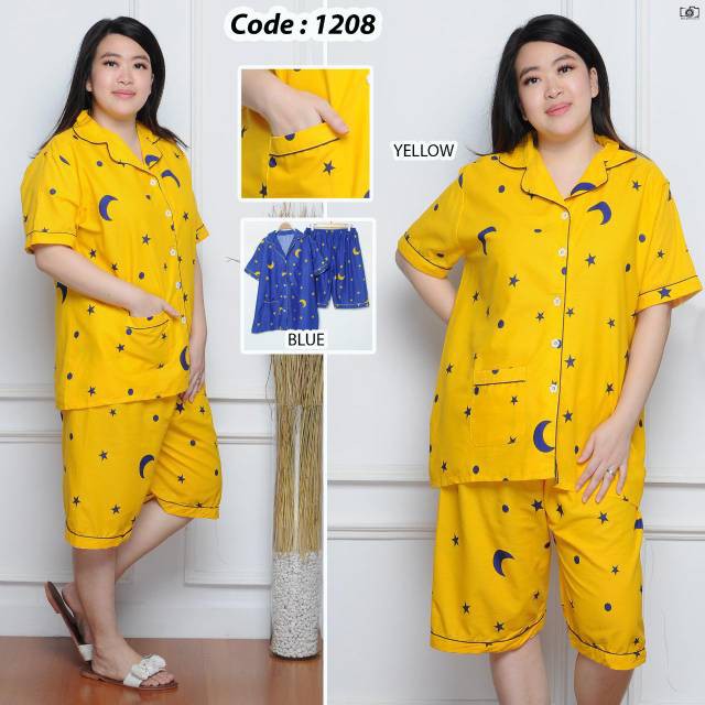 DP/Piyama HP JUMBO Wanita Dewasa STARMOON Bahan Katun Jepang Size 3XL XXXL