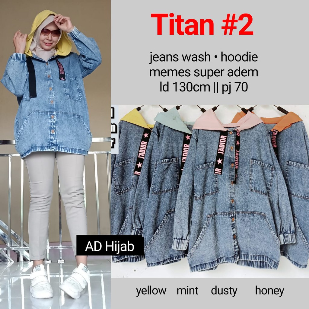 ATASAN WANITA JUMBO OVERSIZE JAKET HOODIE JEANS WASH TITAN 2 ANDRO SIMBA JACKET BY AD HIJAB