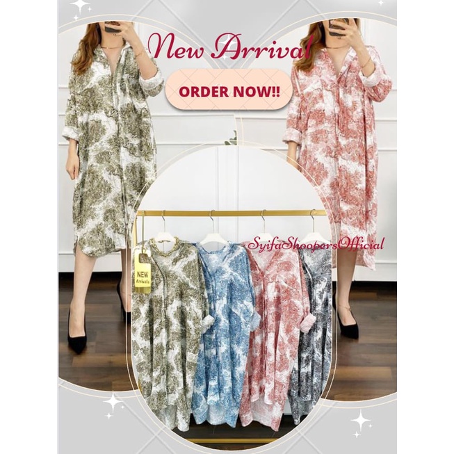 DIOR LOOSE DRESS | BAJU MIDI PEREMPUAN PAKAIAN TUNIK CEWEK KEKINIAN BLOUSE WANITA TERBARU LENGAN PAN