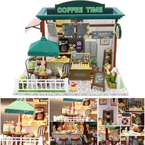 

Jual Mainan TIME/CAFE Mini Kits House DIY Boneka Miniatur Berkualitas Rumah COFFE -