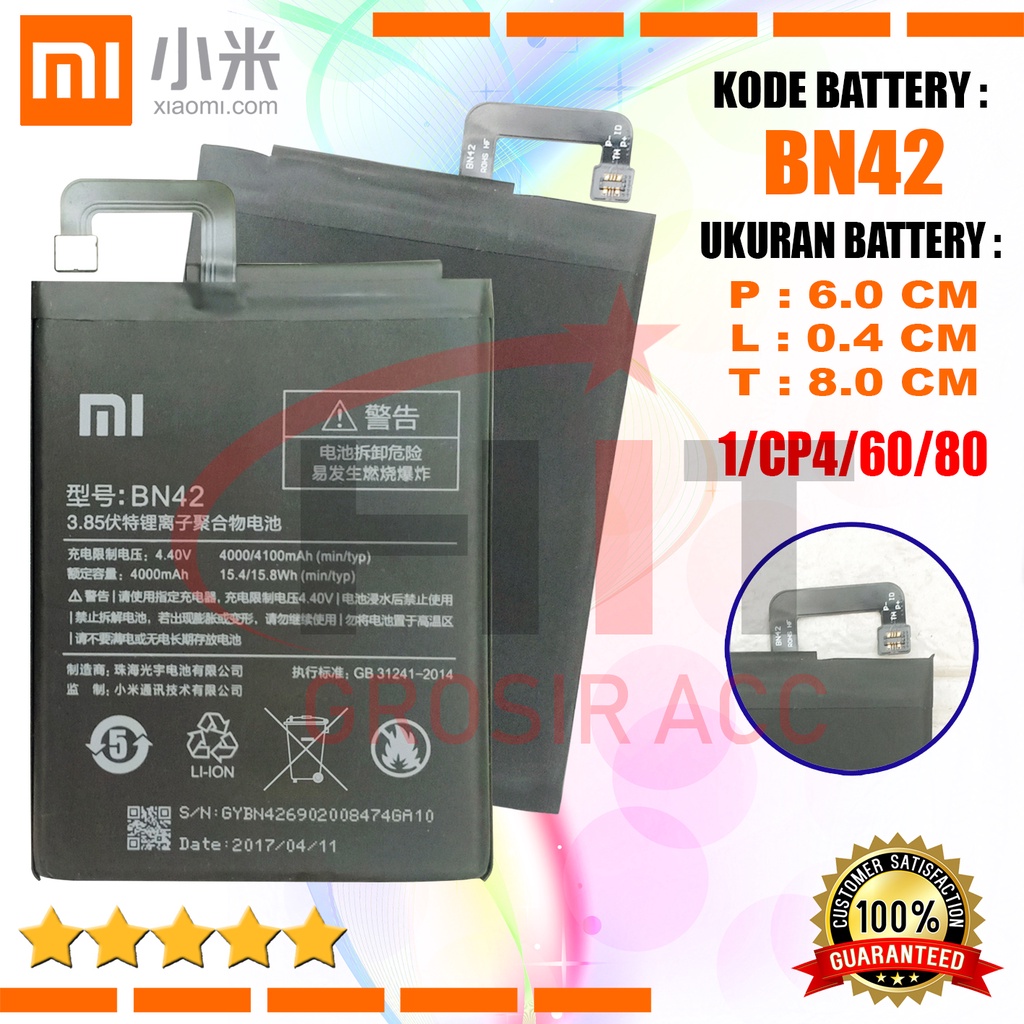 Baterai Battery Original Untuk Xiaomi Redmi 4 - Kode BN42