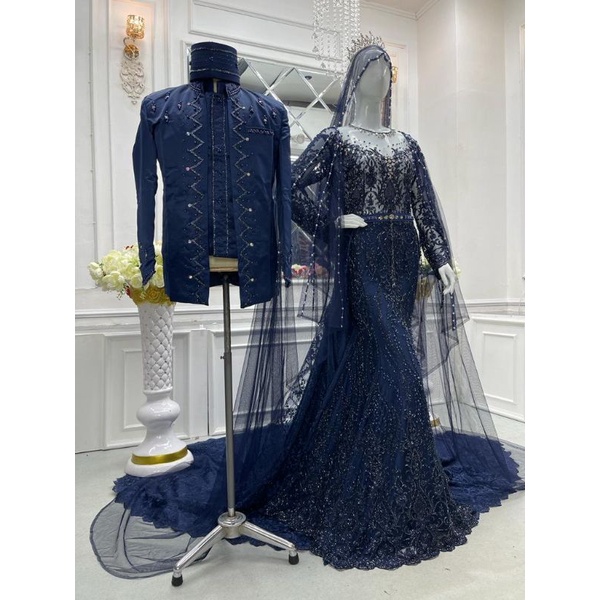 TERBARU COUPLE GAUN DRESS WEDDING | GAUN COUPLE MURAH | GAUN KEBAYA BEREKOR COUPLE BESKAP | BAJU PENGANTIN