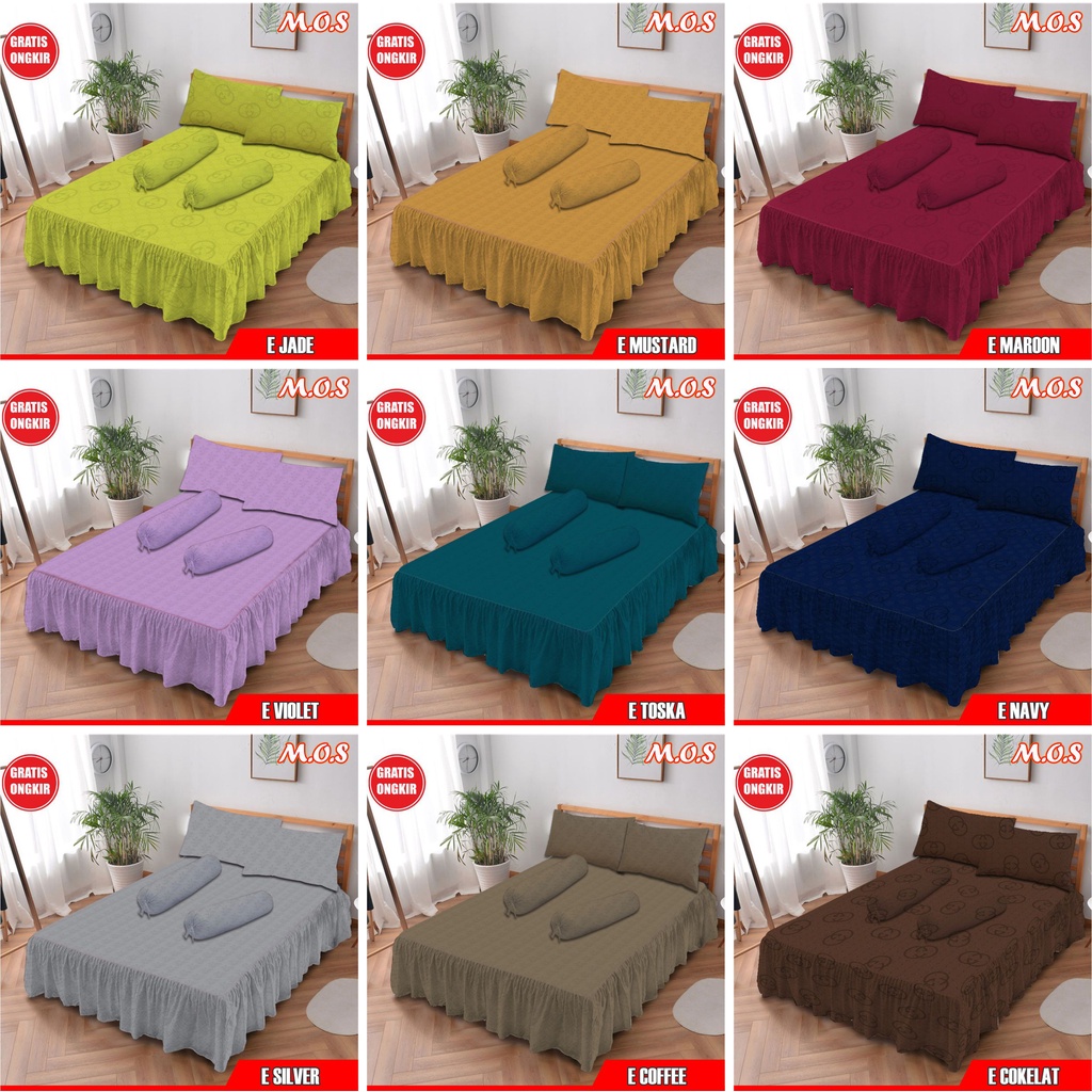 Sprei Rumbai Ukuran 180x200 180 x 200 No 1 King Motif Polos Embos Model Rempel