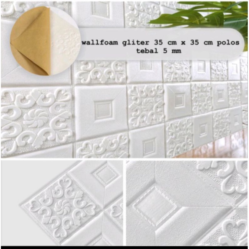 WALLPAPER DINDING 3D FOAM MOTIF BATIK UK.35CM X 35CM-TEBAL-Batik putih