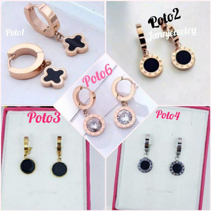 Anting Asli Titanium Fashion Korea Simple Anti Karat &amp; Alergi