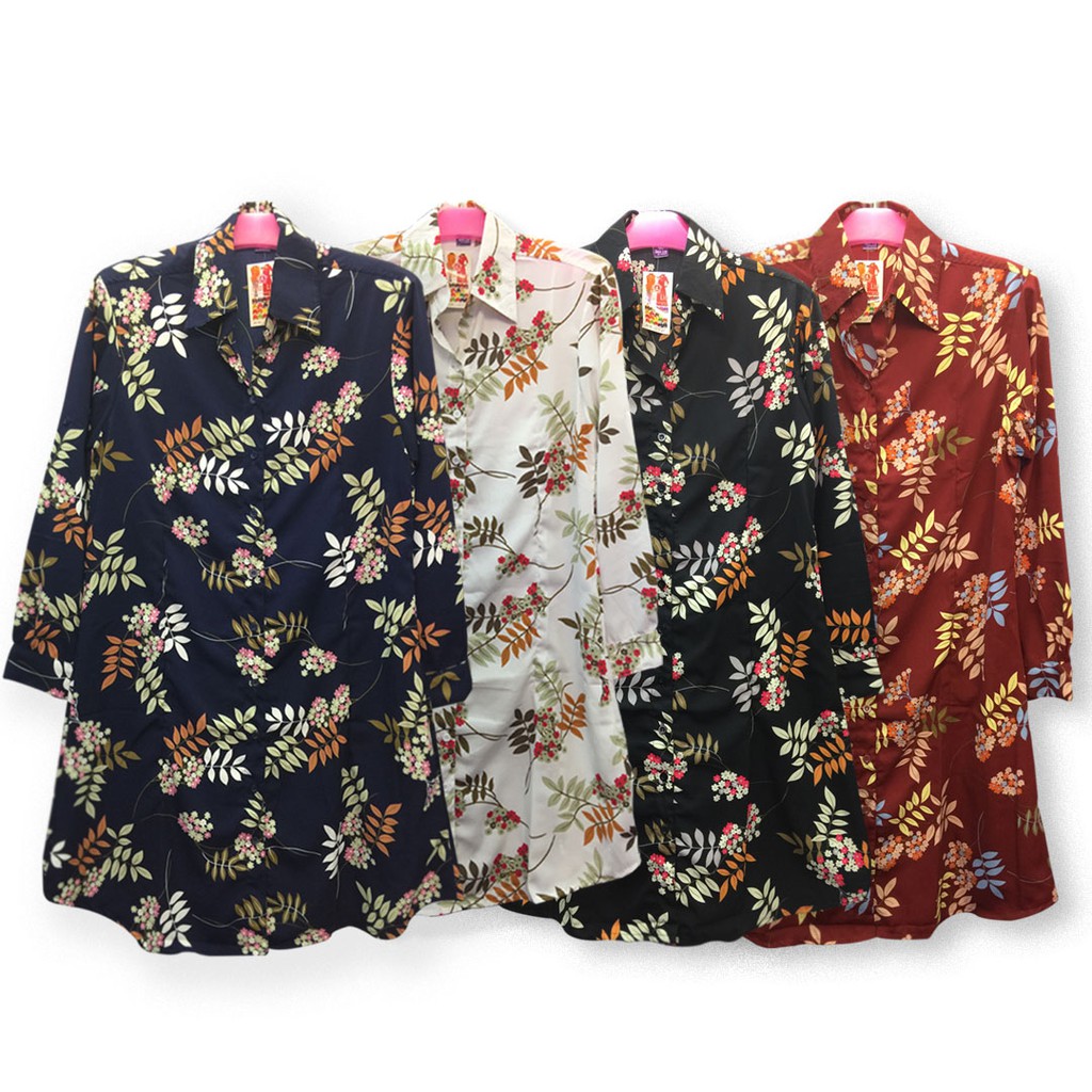 ORIGINAL WOLFIS PREMIUM KEMEJA PANJANG WANITA MOTIF BUNGA|TUNIK PANJANG WOLFIS PREMIUM|TUNIK WANITA