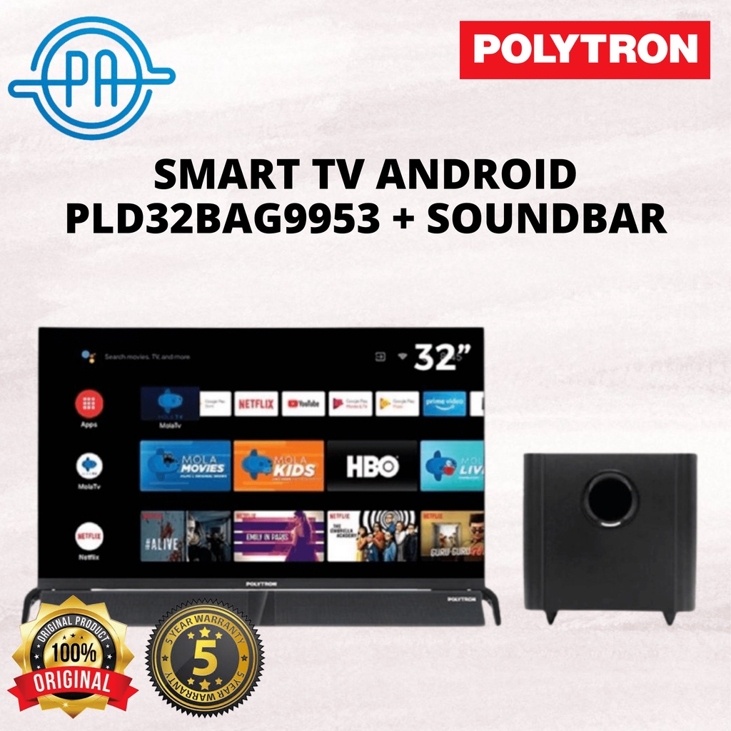 ANDROID TV POLYTRON + SOUNDBAR PLD32BAG9953 / 9595 SMART TV POLYTRON 32 INCH