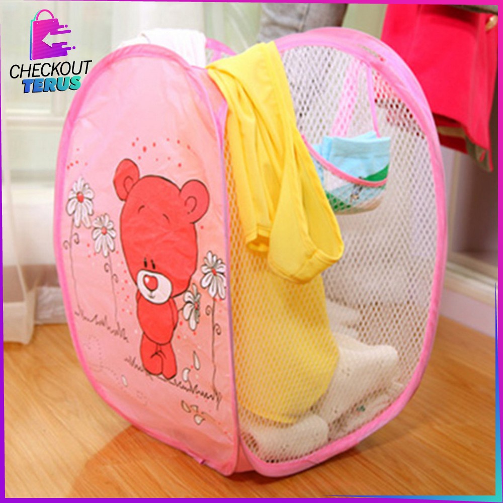 CT C500 Keranjang Baju Kotor Lipat Karakter Keranjang Portable Serbaguna Laundry Bag Keranjang Cucian