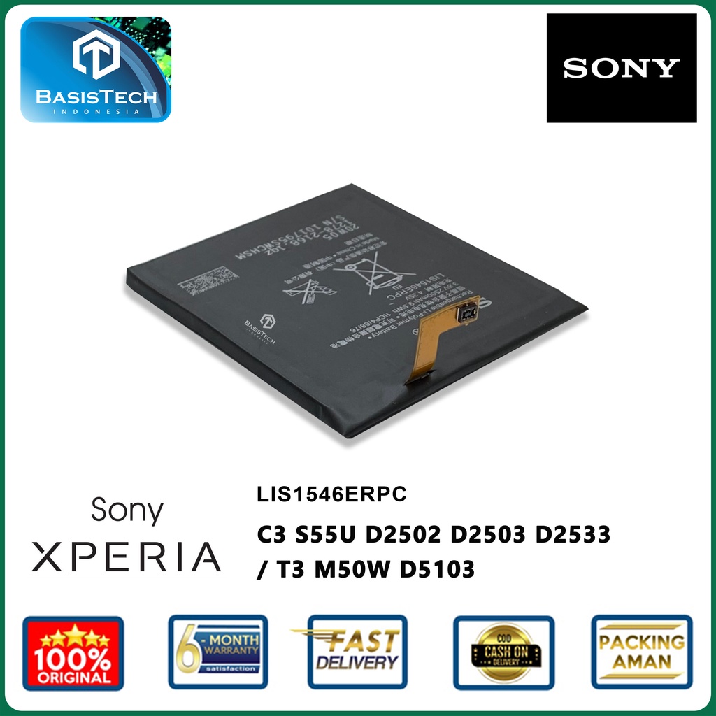 BATERAI SONY XPERIA C3 S55U D2502 D2503 D2533 - T3 M50W D5103 LIS1546ERPC - ORI