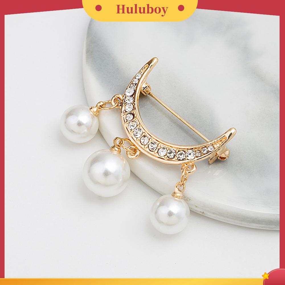 2 Pcs Bros Pin Bentuk Setengah Lingkaran Aksen Mutiara Imitasi Untuk Pakaian