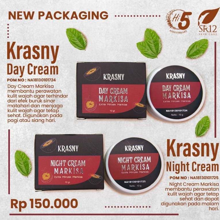 KRIM EKSTRAK MARKISA BPOM KRASNY DAY &amp; NIGHT CREAM KRIM SR12 Anti Keriput Anti Kusam ANTI-AGING