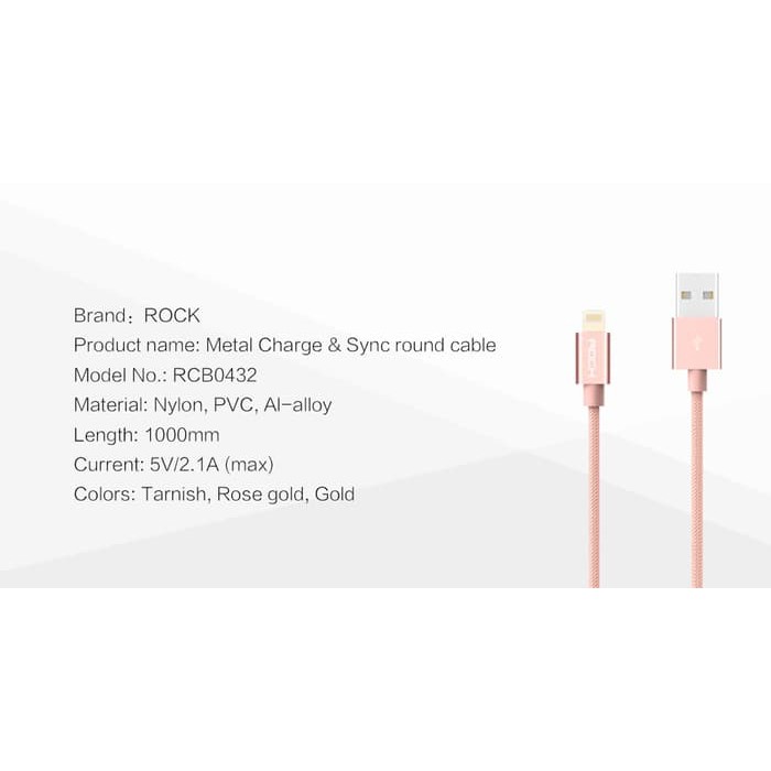 ROCK - METAL &amp; ROUND -LIGHTNING CABLE Original - Nylon Braided