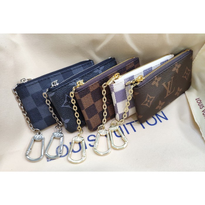 LV Key Pouch/Dompet Koin/Gantungan Kunci Stnk Mobil/Dompet LV Impor - Mono Coklat Berkualitas
