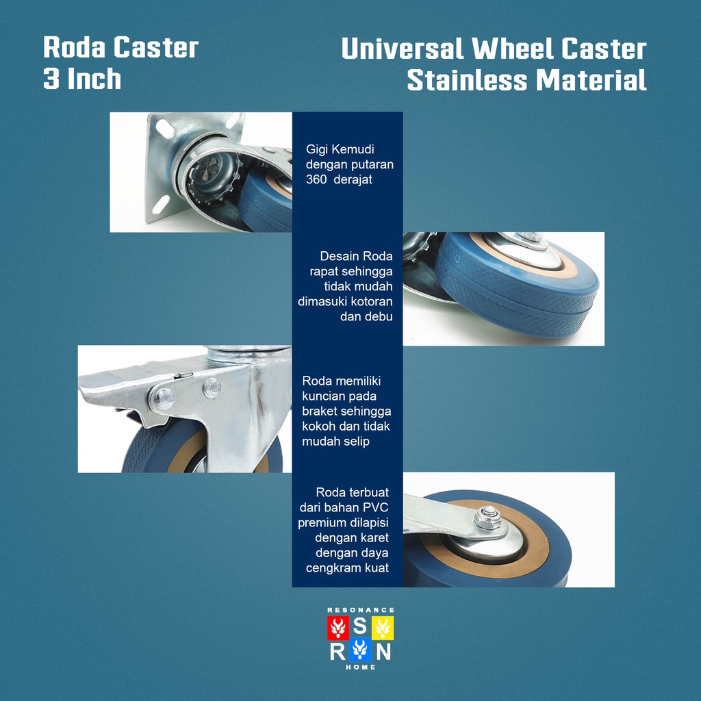 Roda Caster Universal 3 Inch / Universal Wheel Caster Resonance Home